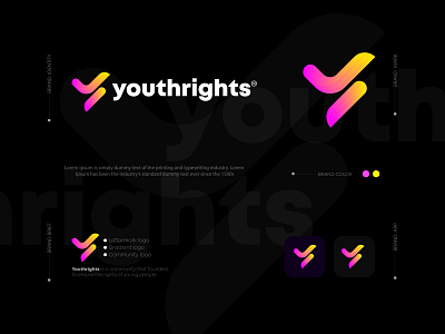 Youthrights app brand branding color creative design gradient graphic design identity letterhead lettering logo logos modern tech ui vector visual y letter