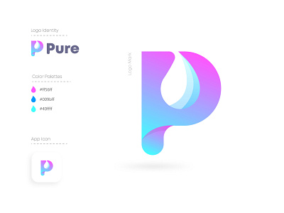 Pure | P letter logo app branding creative logo gradient logo icon identity design logo design mobile app modern logo p creative logo p gradient logo p letter logo p logo p modern logo p pure logo pure logo design trendy logo vector