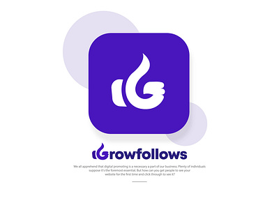 Growfollows branding creative design flat growfollows like logo logo design logo designer minimal minimalist mobile app simple software stsohan tech technology trendy ui unique