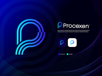 Procexen app application branding creative logo creative p logo gradient gradient logo logo logo design modern logo modern p logo p p letter p letter design p letter logo p logo p tech logo ui vector visual