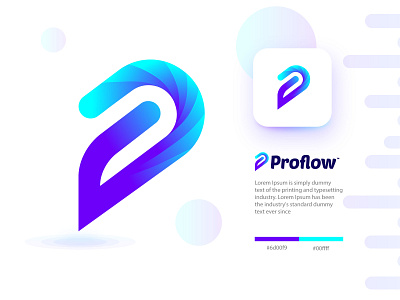 Proflow app branding creative logo gradient logo icon letter logo modern logo p p letter p logo p logo design software logo tech logo technology logo trendy logo ui ultra modern vector visual