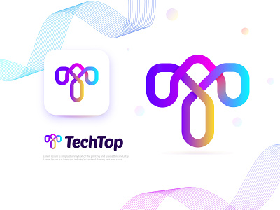 TechTop app app logo branding creative logo design gradient gradient logo identity logo logo design modern logo software software logo t letter logo t logo tech technology top trendy logo website