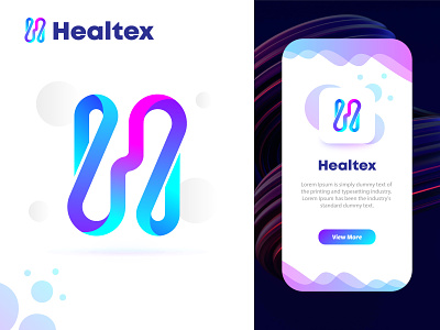 Healtex app branding creative logo design gradient h letter logo h logo h tech logo icon lettermark logo modern h logo modern logo monogram software tech logo technology ui unique logo website