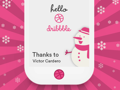 Hello Dribbble!!! animation christmas debut dribbble first shot hello illustration invite motion snow snowman thanks