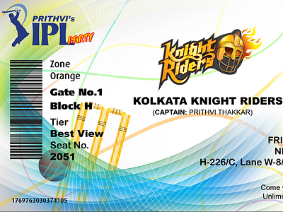 IPL Party Ticket 