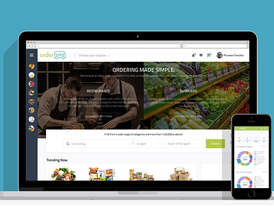 OrderVan Web and mobile b2b design food home page logo marketplace order suppliers tech ui ux