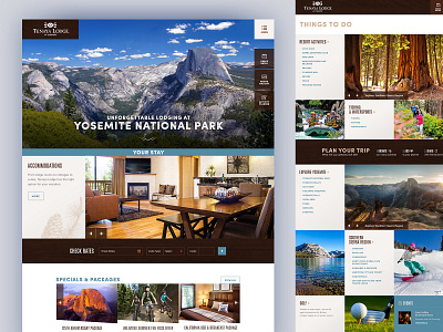 Tenaya Home accommodations home homepage hotel lodge lodging national park rustic sequoia website website design yosemite