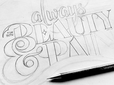 Beauty & Pain ampersand beauty hand lettering lettering pencil quote sketch type typography