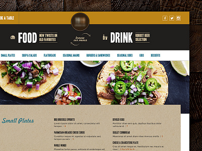 Restaurant Menu bar dark drink food kraft paper menu restaurant rustic website wood