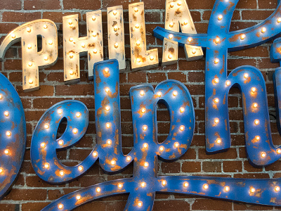 Philadelphic - Detail hand drawn lettering lights marquee metal philadelphia script sign type typography