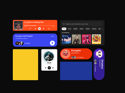 Random UI Components branding design graphic design illustration minimal mobile music music player typography ui ux vector website