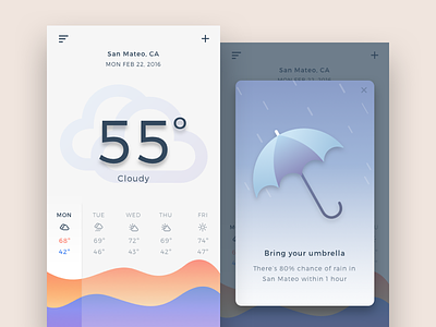 Weather App Concept app gradient illustration rain ui umbrella weather