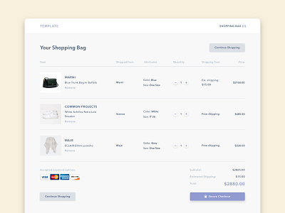 Checkout billing checkout order payment shopping bag ui