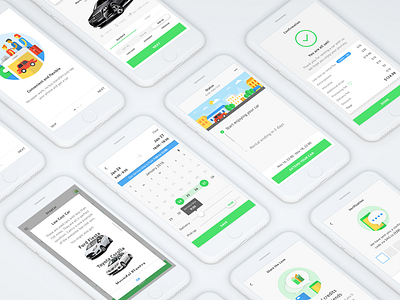 Rental car app screens