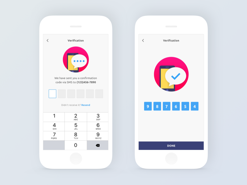 Phone number verification by Min Peng on Dribbble