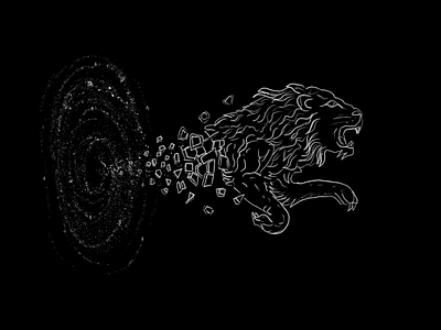 Lion Warp chalkboard illustraion tattoo