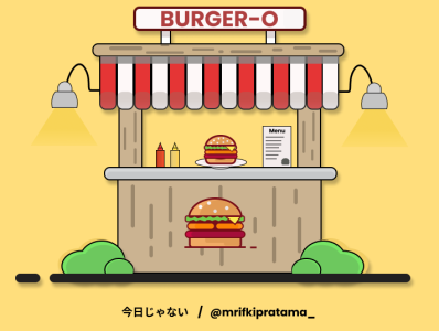 Flat Design  Gerobak Burger