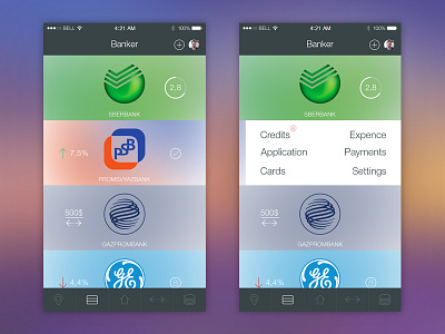 Banker app iOS app application banker flat ios iphone photoshop ui ux