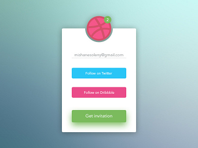 Dribbble Invitation Widget button dribbble form invitation notification social twitter