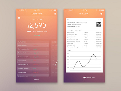 Dashboard app cards dashboard icons ios mobile print ui ux