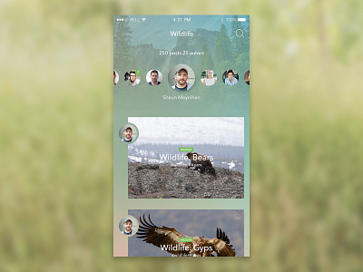 Wildlife Posts app icons ios iphone mobile posts tags ui ux wildlife