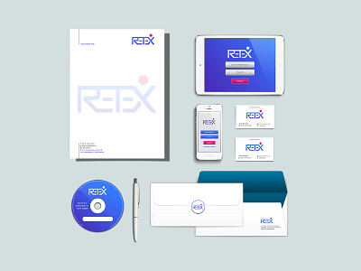 Mockup stationary Retex branding design illustrator logo minimal mockup