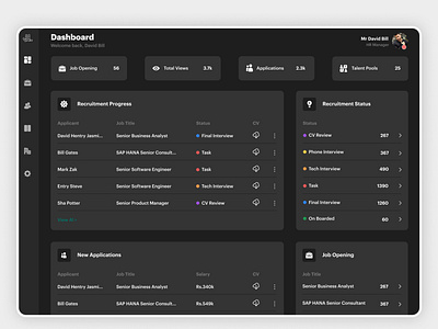 Recruiter Dashboard (Dark Theme)