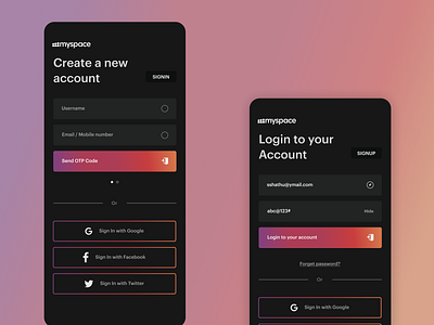 myspace - Re-Design app branding design ui ux