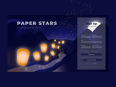 Event Sign Up Page dailyui dailyui001 design flat glowing gradient gradient design illustrator lantern festival ui ui design ux ux design web