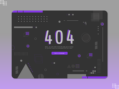 404 Page Not Found 404 404 error page design flat geometric shapes illustration website