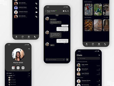 Social Chatting App Dark Mode app chat app chatting app design flat mobile app design ui ux