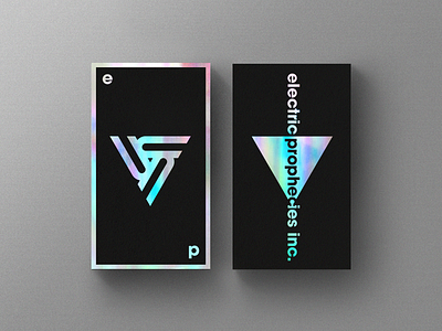 Electric Prophecies inc. business businesscard card classy foil foiling geometic holographic iridescent logo modern rainbow sleek sticker triangle