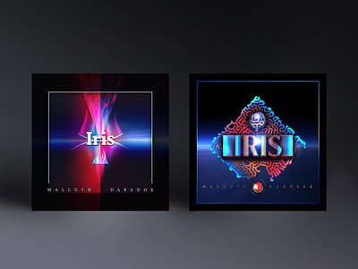 IRIS - album cover concepts 80s album blue cover cyan dark design edm flare laser music neon pink rave retro song space