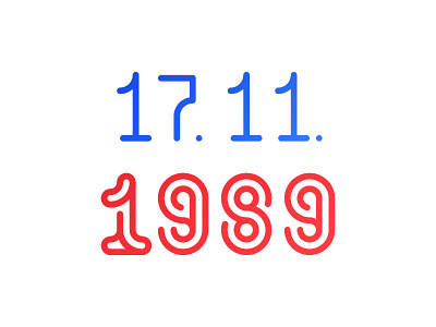 17.11.1989 blue lettering numbers date red typography