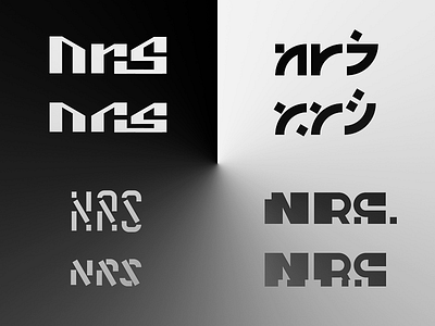 NRS logo black white custom grayscale lettering logo monogram typograph