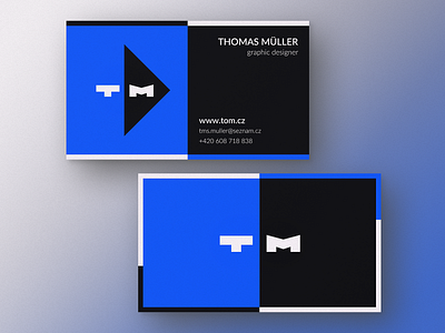 tom.cz card black black and blue blue branding business card card clean flower font icon letter lettering logo logotype monogram simple text typography wordmark