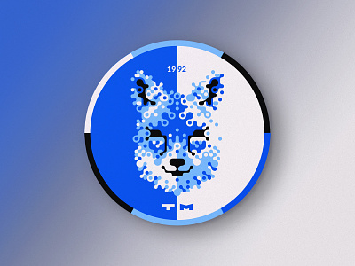 Blue Fox Coaster black and blue blue blue and white circle coaster dog fox round rounded stylized white and black