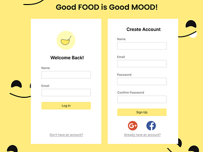 Sign up page for Food application dailyui day001