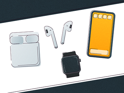 Tech Icons airpods apple apple watch art clean design digital flat icon icons iphone line modern thin
