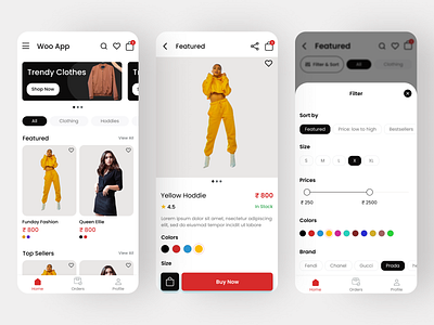 Woo App app design ui ux