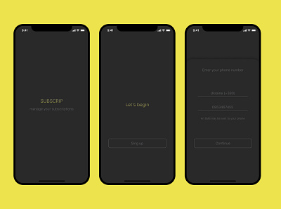Mobile App - SUBSCRIP mobile app prototype sing up ui uiux web design