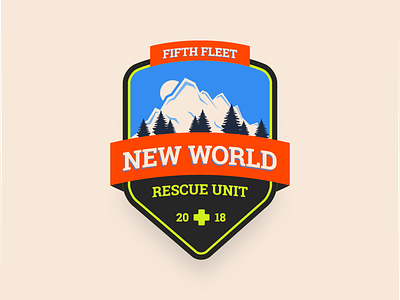 New World Rescue Unit Badge badge illustration mhw monster hunter world mountain nature retro video game