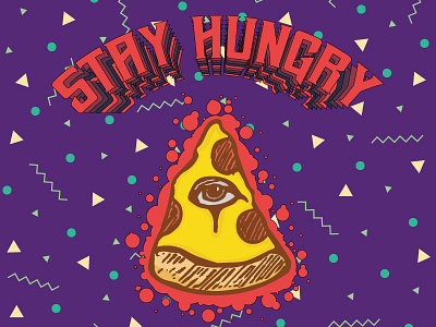 Stay Hungry 90s bright food illustration pattern pizza retro