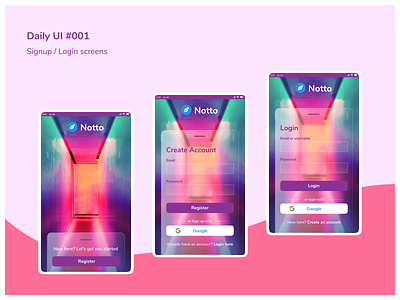 Daily UI #001 - Signup/ Login screens app app design dailyui design figma login product design signup ui ui design ui ux user interface ux