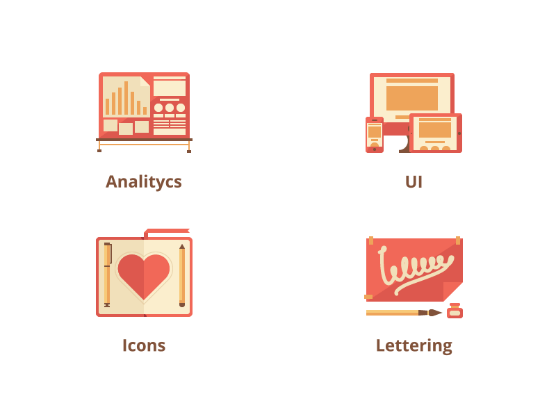 Skills Icons Animated flat icons set animation skils icon warm