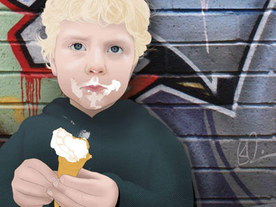 Joseph vs Mr Whippy 99 with flake child grafitti ice cream illustration illustrator joseph photoshop toddler vector