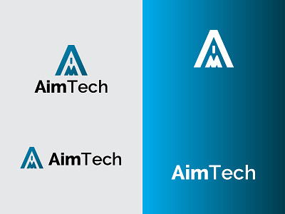 Aim Tech abstract logo aim logo aim tech negative space logo