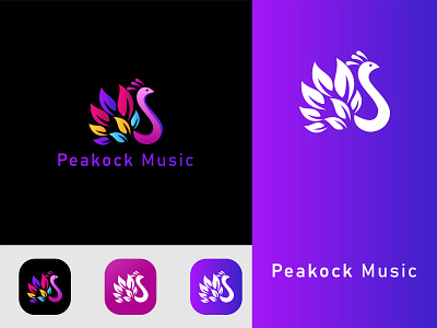 peakock music clean elegant logo maker music logo peakock production logo unique music logo