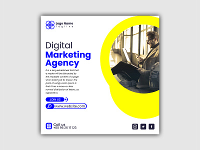 Digital marketing agency social media pos blue digital marketing digital marketing agency social media banner social media design social media post social media templates socialmedia yellow