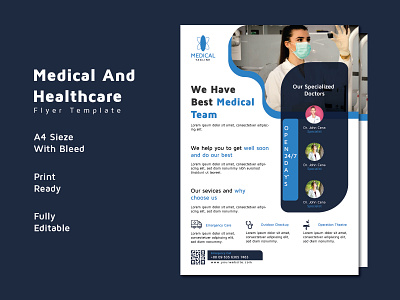 Medical And Health Flyer Design Template a4 blue brochure design clean cover doctor flyer design flyer design template health medical medical and health print print design print ready simple